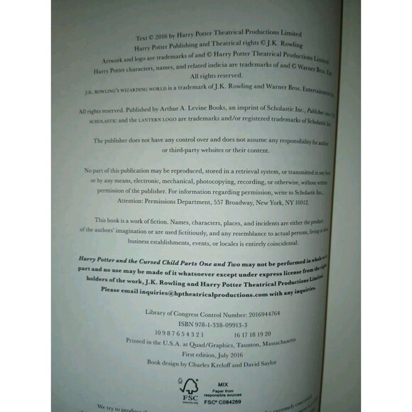 Harry Potter Hardcover Lot: Prisoner Azkaban 1st Ed 1999, Cursed Child Rehearsal - Picture 4 of 10